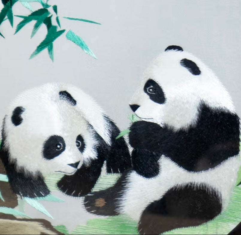 Panda Double-Sided Shu Embroidery Ornament