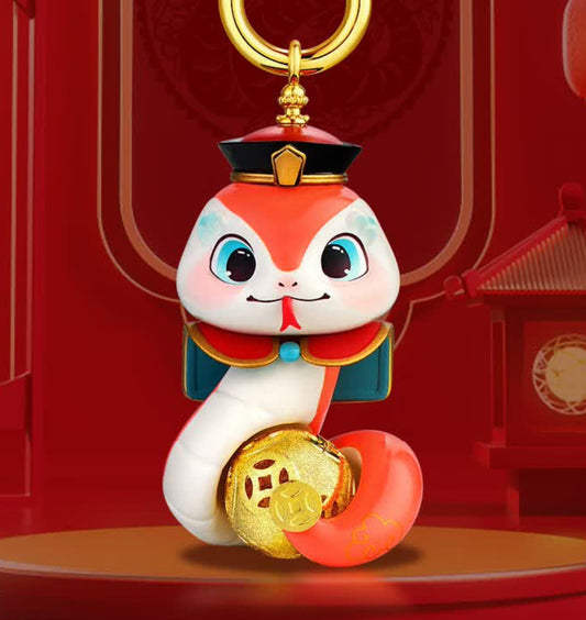 Year of the Snake Zodiac Keychain – Palace Museum Design (0.01g Solid Gold Charm)